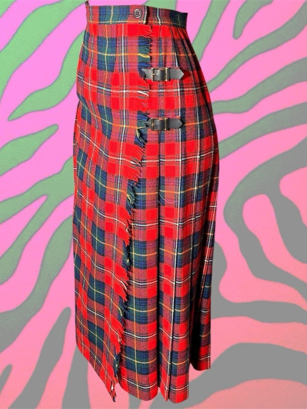 classic punk rock plaid midi skirt- God Save the Queen